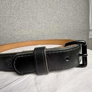 FD Leatherworks Black Stitched Heavy Duty Work Belt Police‎ EMS Size 44